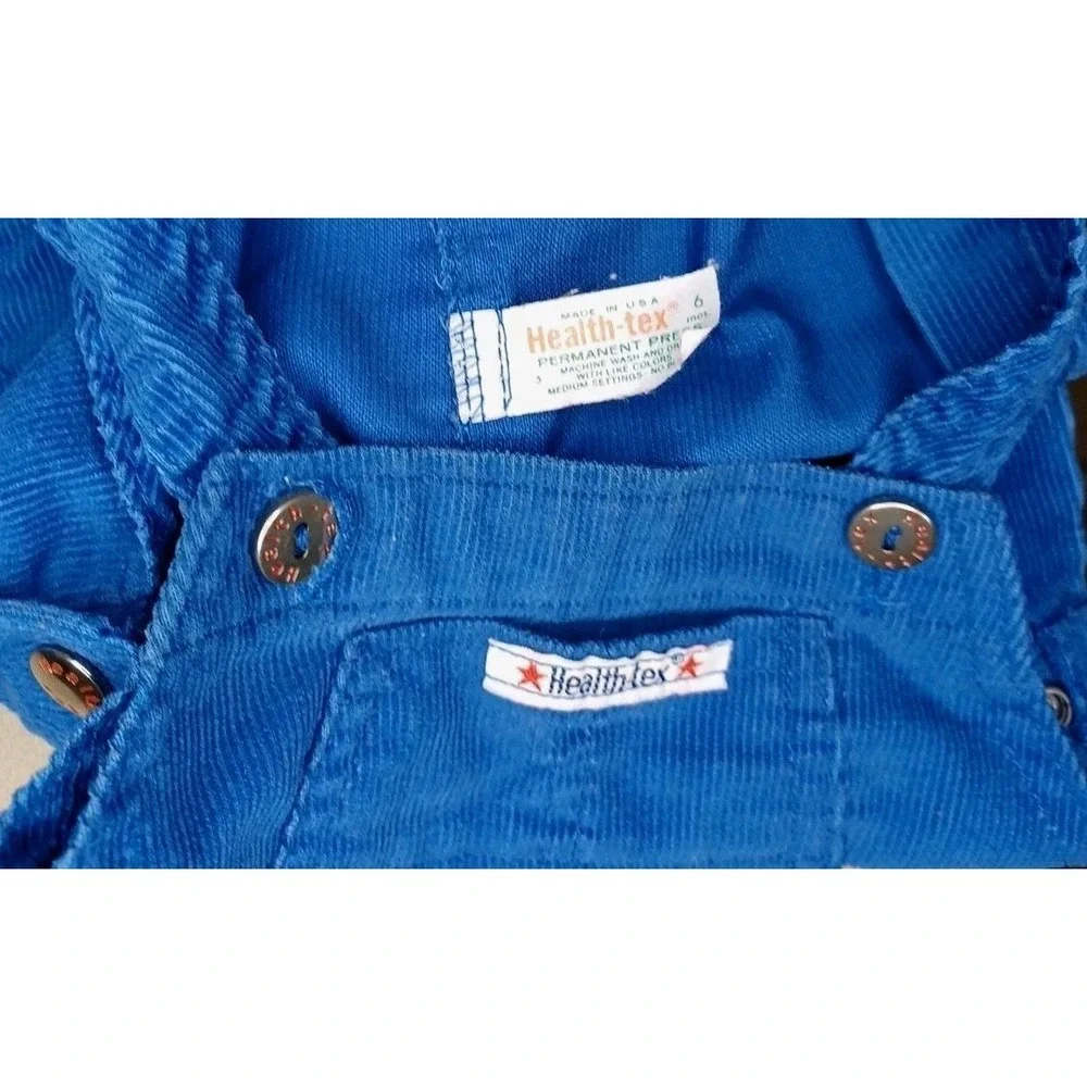 Health-Tex Blue‎ Corduroy Overalls Iinfant Solid Made In USA Logo Vintage